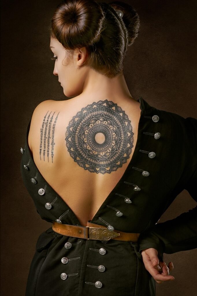 woman, tattoo, mandala